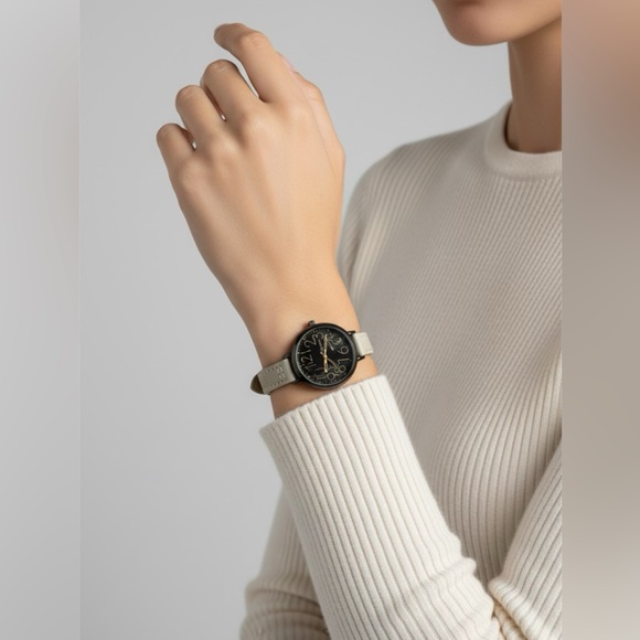 TOKYObay Sorva Light Cream Leather Strap Watch with black dial - Picture 8 of 9